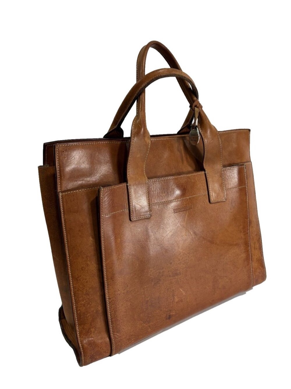 Dooney & Bourke VTG Italy Classic Tan Leather Satchel Bag